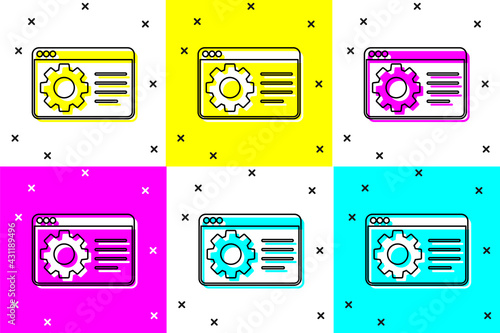 Set Browser setting icon isolated on color background. Adjusting, service, maintenance, repair, fixing. Vector