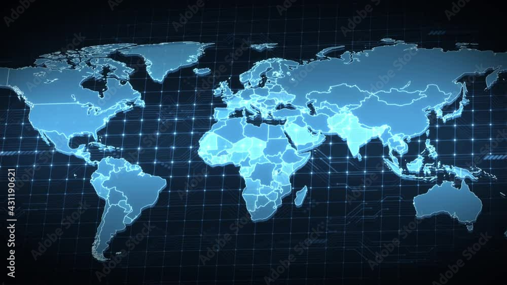 Blue Earth World Map Abstract Technology Background Blue Earth World Map Abstract Technology Background