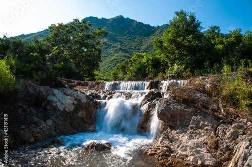 green forest and river waterfalls  in the mountains of Islamabad  Kalagar Village  Margalla mountains