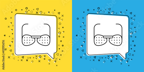 Set line Glasses for the blind and visually impaired icon isolated on yellow and blue background. Vector