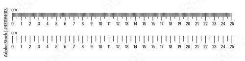 Metric ruler scale. 25 centimeter scale. Flat vector illustration isolated on white photo
