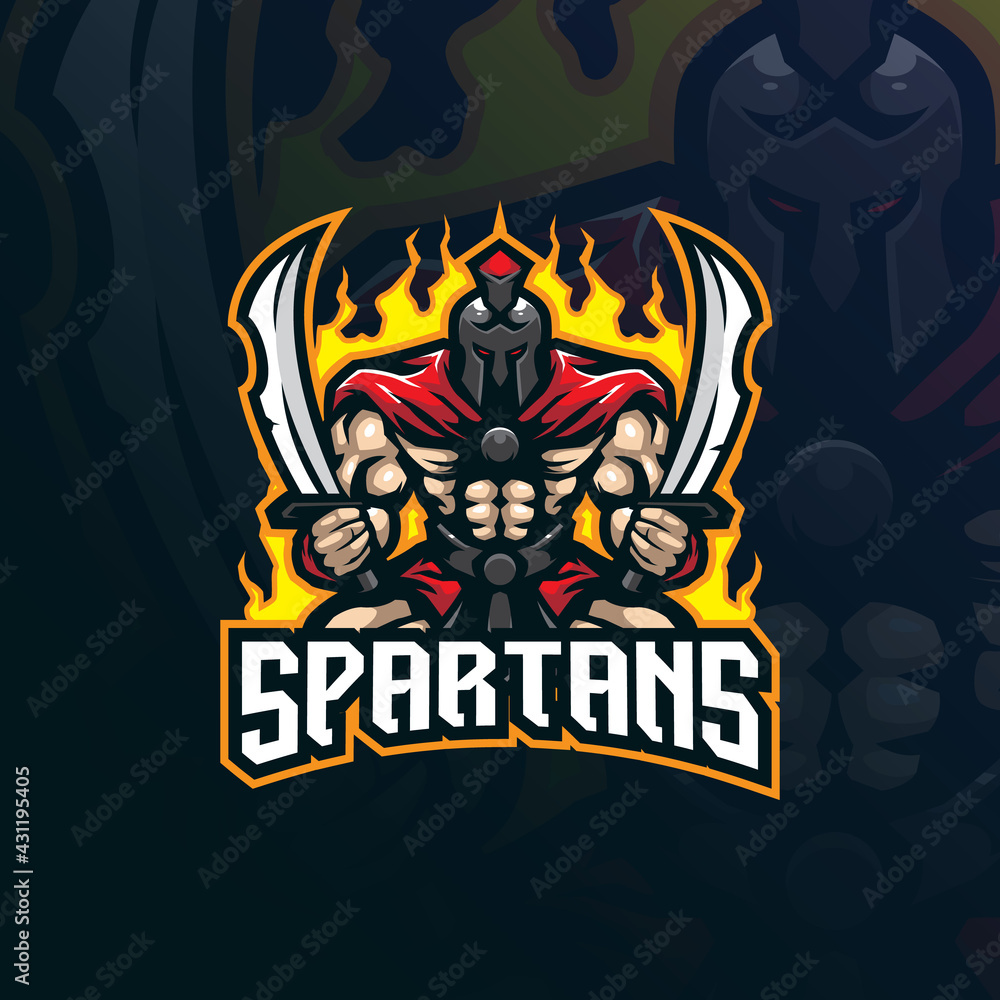 Spartan mascot logo design vector with modern illustration concept style for badge, emblem and t shirt printing. Angry spartan illustration for sport and esport team.