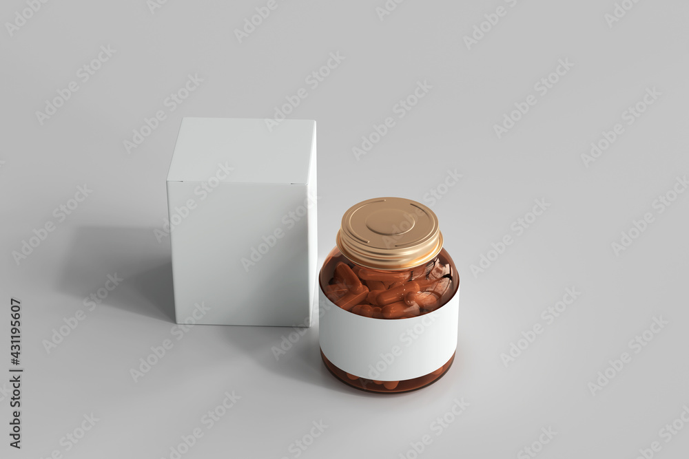 Amber medicine pills bottle 3D Rendering Amber medicine pills bottle 3D Rendering