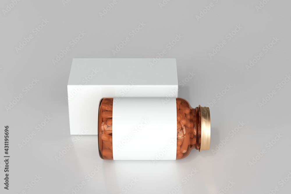 Amber medicine pills bottle 3D Rendering Amber medicine pills bottle 3D Rendering