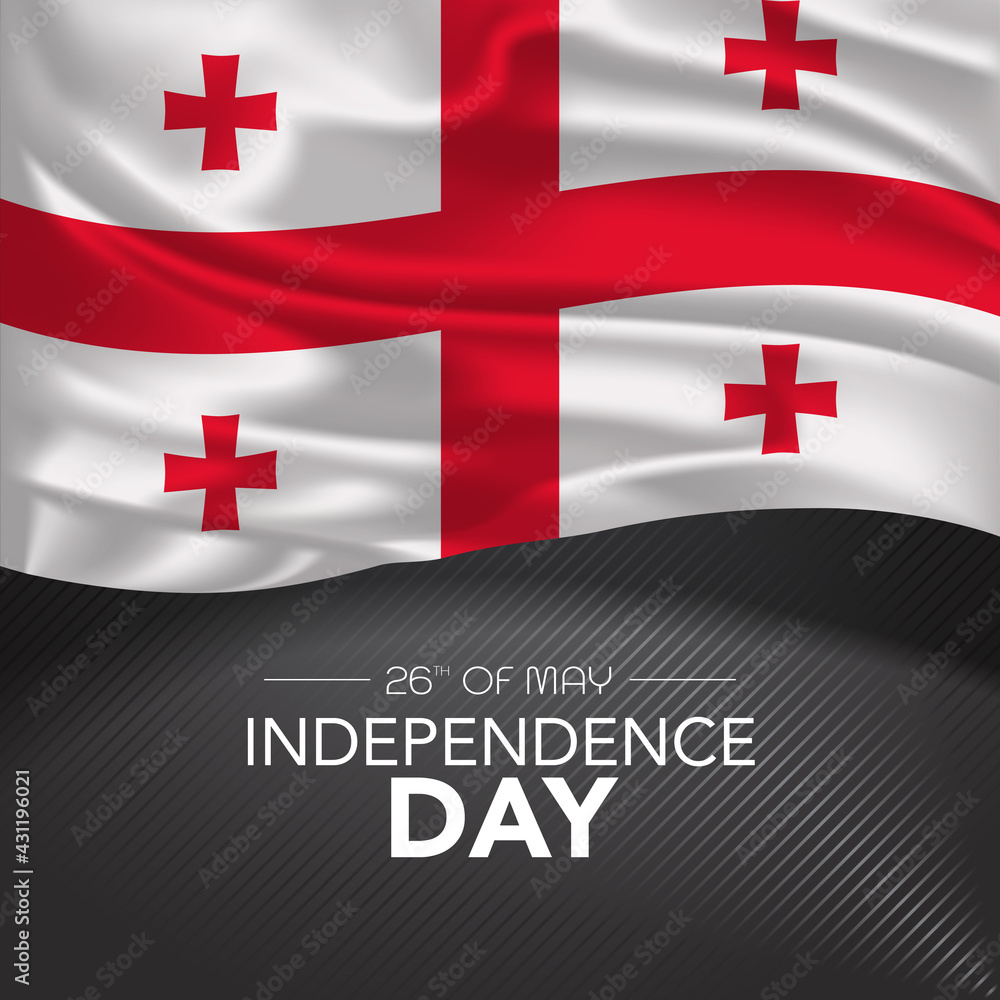Georgia happy independence day greeting card, banner, vector illustration