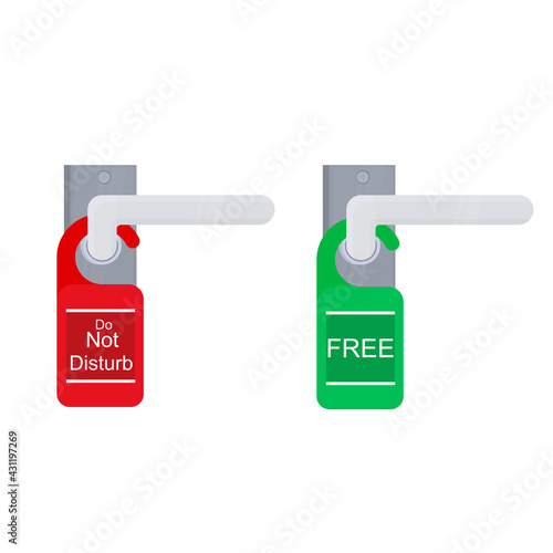 Tag on the door. Do not disturb sign, vector illustration