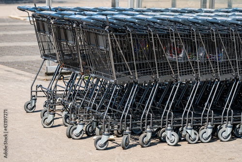 Supermarket shopping carts In The Store