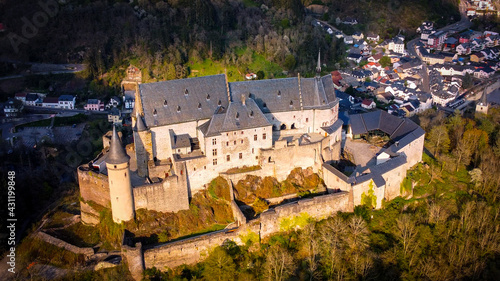 Famous Castle Vianden in Luxembourg - aerial photography