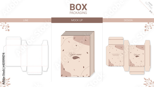 Box packaging and mockup die cut template