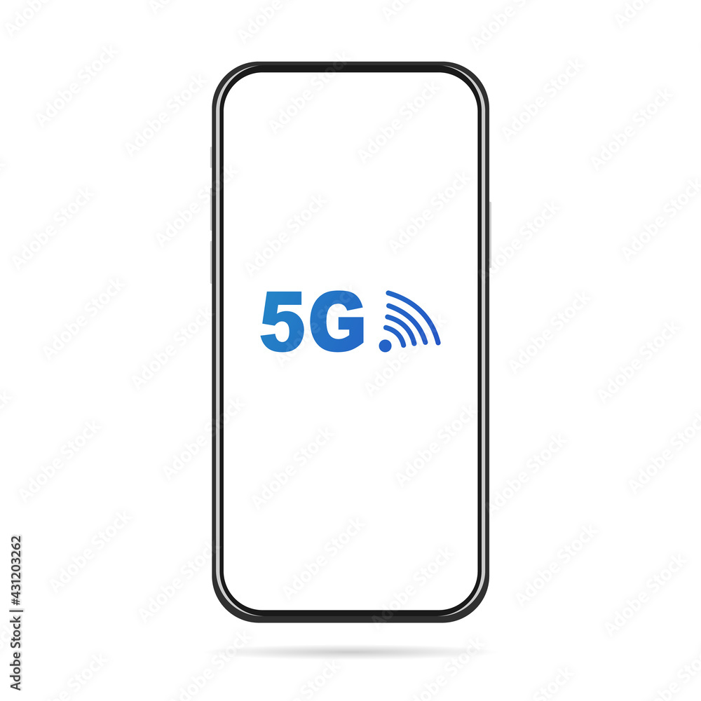 Smartphone 5G vector with white screen ,isolated on white background, Vector Illustration EPS 10 Smartphone 5G vector with white screen ,isolated on white background, Vector Illustration EPS 10