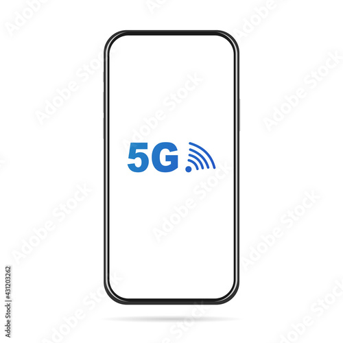 Smartphone 5G vector with white screen ,isolated on white background, Vector Illustration EPS 10