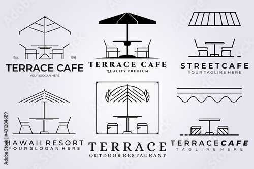set bundle terrace cafe logo vector icon illustration symbol design coffee shop