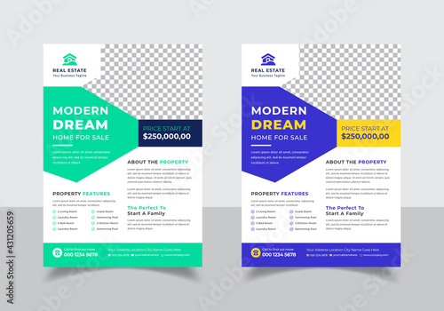 Modern Clean Creative Real Estate Flyer Template Design. Property Sale Flyer Template. Flyer, Brochure, Magazine, Poster, leaflets Template vector design for Real Estate Company 