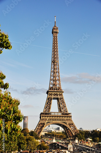 Paris on a summer day. View of the Eiffel Tower. September 21, 2018, Paris, France.