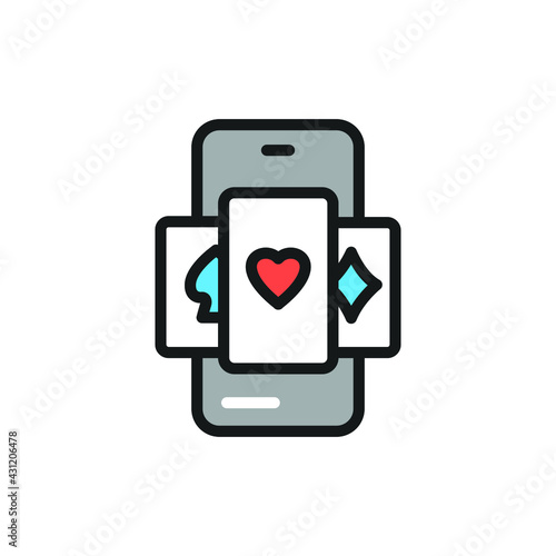 Online casino color line icon. Isolated vector element. Outline pictogram for web page, mobile app, promo