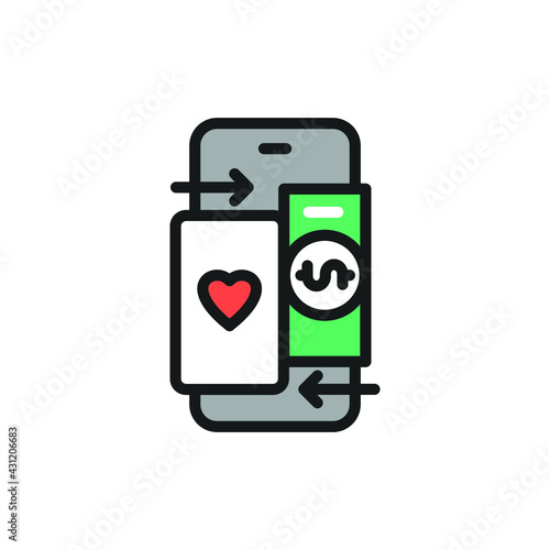Deposit casino bet  color line icon. Isolated vector element. Outline pictogram for web page, mobile app, promo