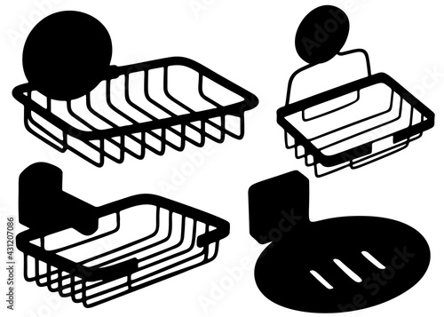 Bathroom shelves soap dish set. Vector image.