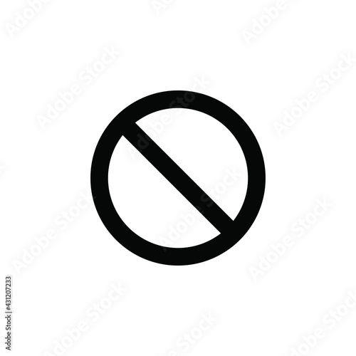 No sign, ban vector icon, stop symbol, red circle with oblique line isolated mark. Vector illustration. General prohibition sign. Red circle with a red diagonal line through it.  Запрещающий знак. 