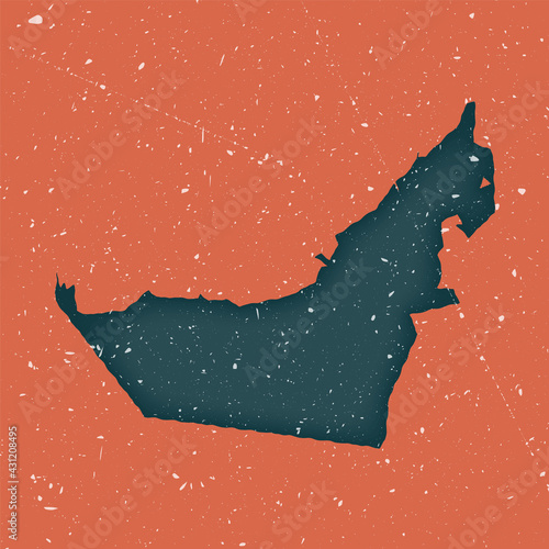 UAE vintage map. Grunge map of the country with distressed texture. UAE poster. Vector illustration.