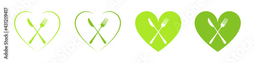 A set of icons on the topic of healthy food. Vector illustration.