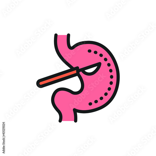 Stomach surgery color line icon. Isolated vector element. Outline pictogram for web page, mobile app, promo