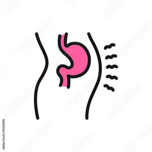 Bloating color line icon. Isolated vector element. Outline pictogram for web page, mobile app, promo