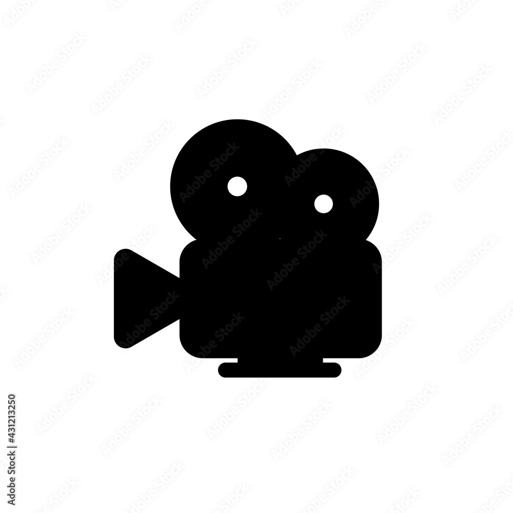 Fototapeta premium Vintage retro video camera simple black icon on white