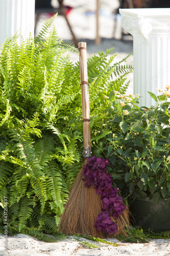 broom is set up for a traditional African American wedding ceremony