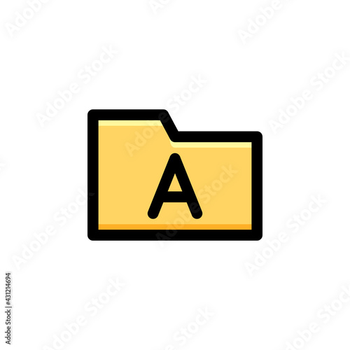 Font Folder User Interface Outline Icon Logo Vector Illustration.