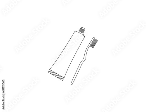 Brush, cleaning, toothbrush, toothpaste icon. Vector illustration.