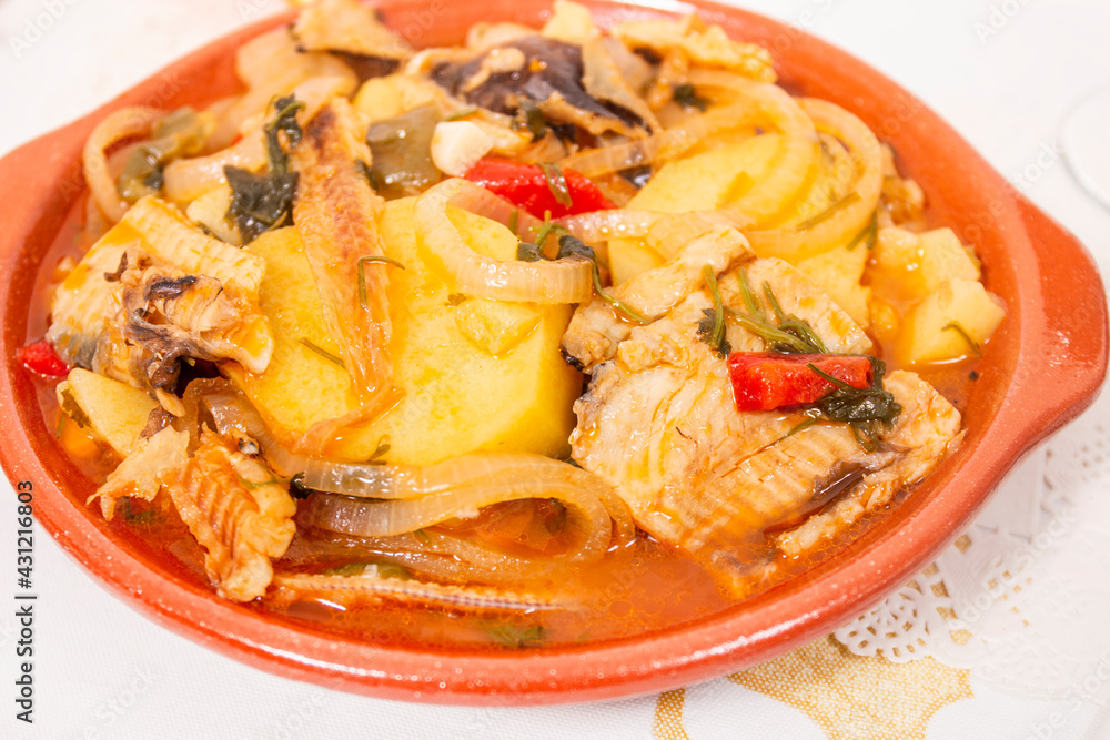 blackmouth catshark meal with potatos. blackmouth catshark meal with potatos.