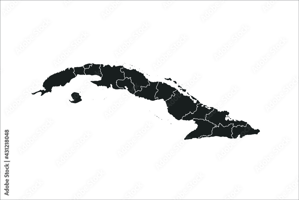 Cuba Map black Color on White Backgound