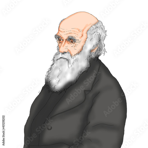 Realistic illustration by British naturalist scientist Charles Darwin