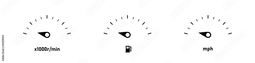 Vetor de Car dashboard vector illustration. Car speedometer icon set ...