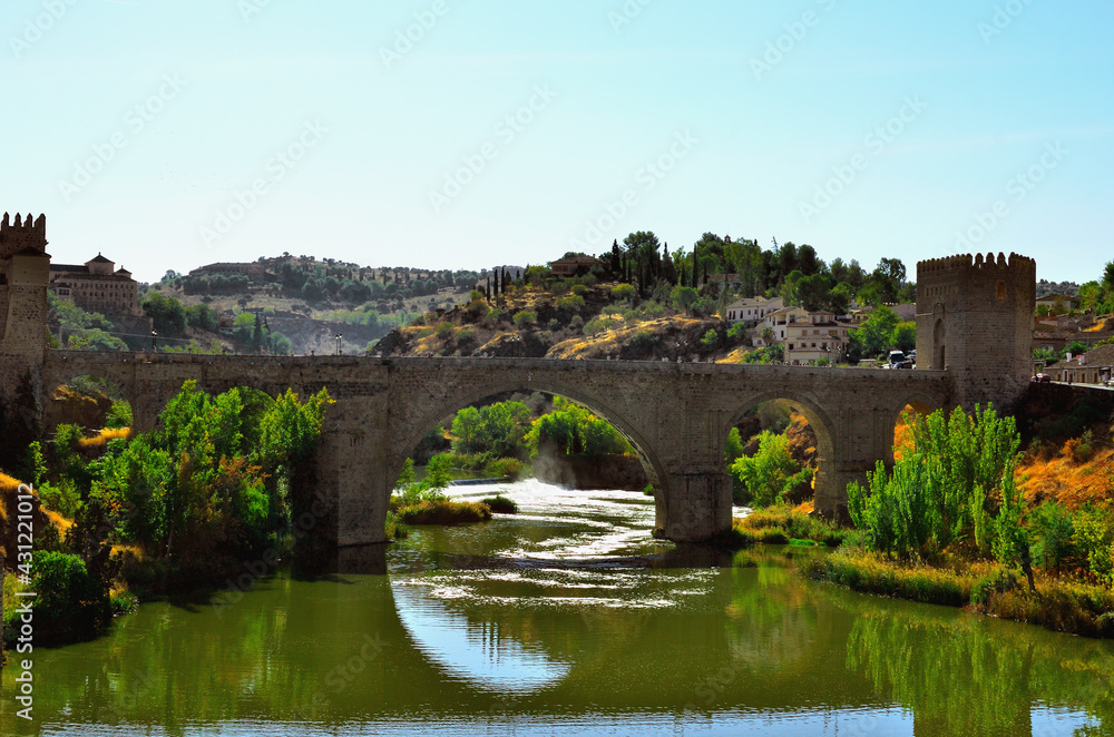 San Martins Bridge over Tagus River in Toledo Spain