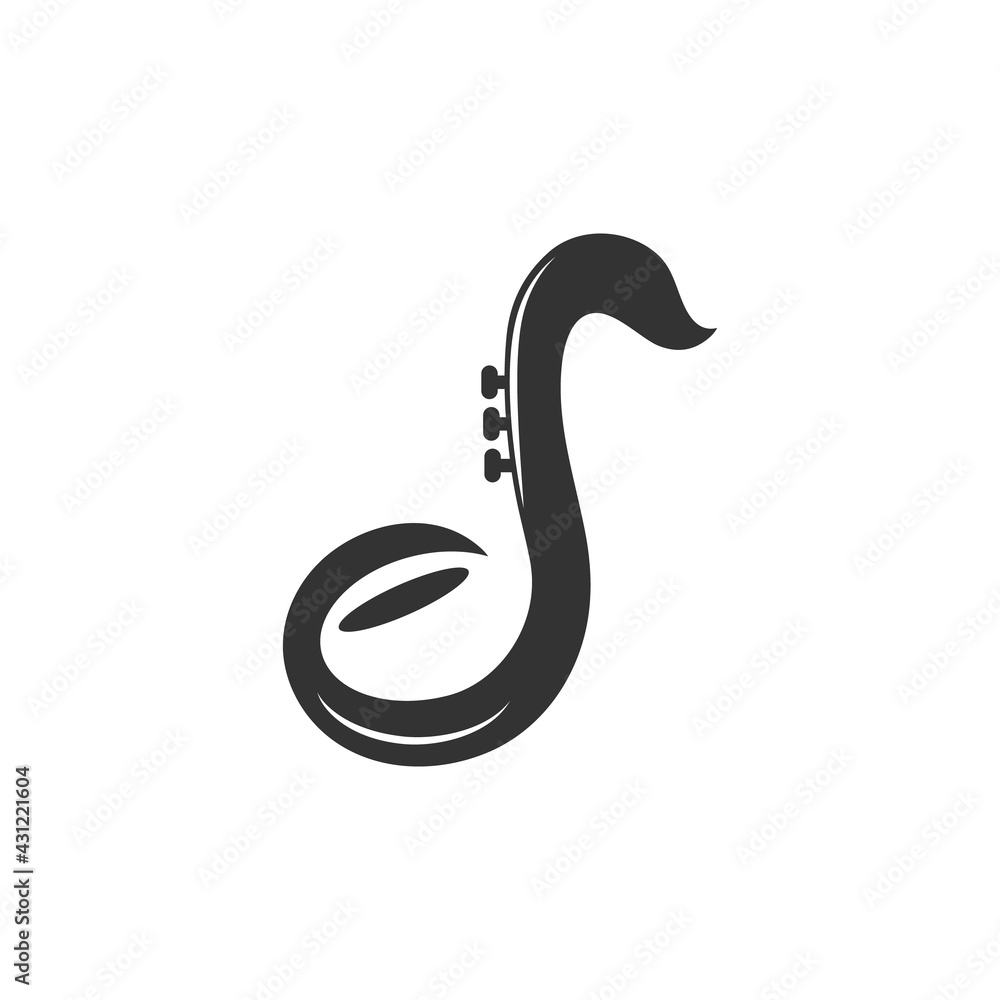Naklejka premium Jazz cafe logo design. Saxophone logo template. Vector illustration
