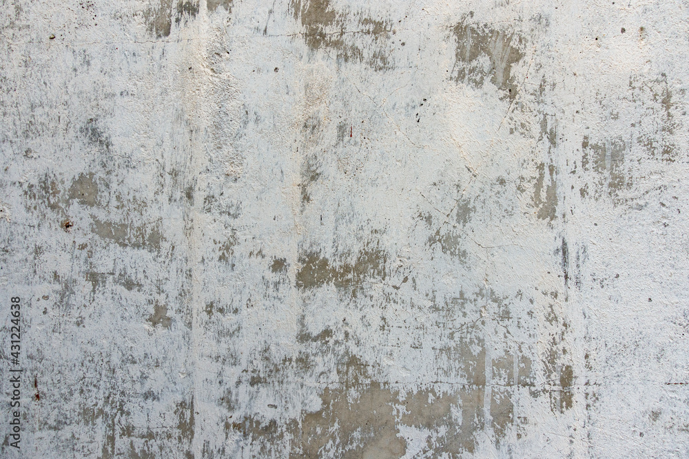 Grey old grunge gray concrete cement and white painted wall. Urban street art rough background texture