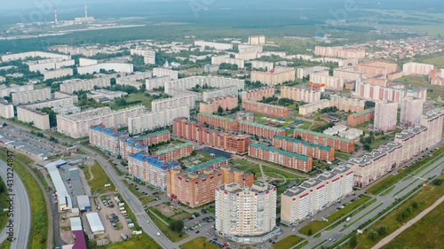 General view of Sosnovoborsk taken by drone Russia Siberia Krasnoyarskiy Kray Sosnovoborsk photo