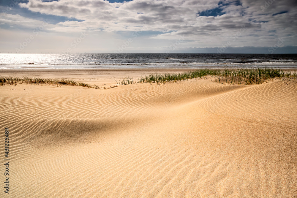sand beach at north sea on sunny day