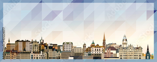 Edinburgh skyline vector colorful poster on beautiful triangular texture background