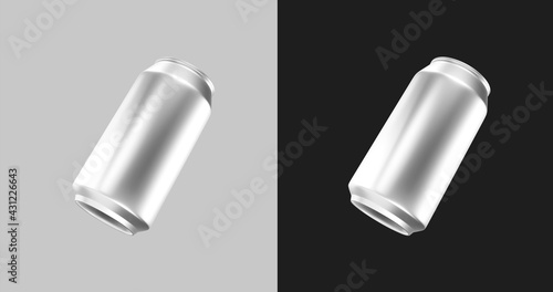 3D realistic silver aluminium can for packaging design. 330 ml  350  ml can. Easy to apply your design.