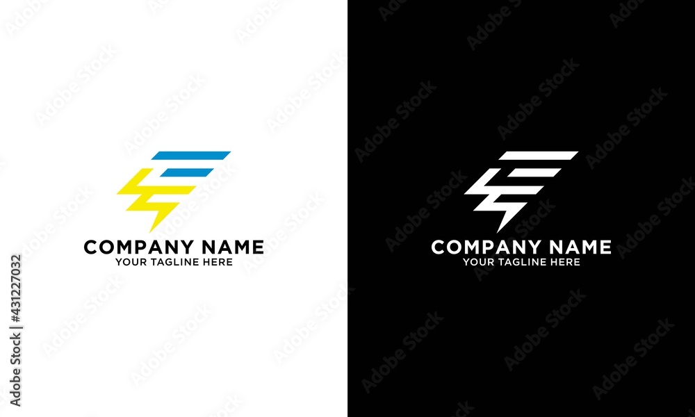 Initial EE Letter with Lightning Bolt Logo Vector Template Design Stock ...
