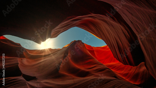 Antelope Canyon Arizona, The USA - abstract background with beautful sunlight in the background. Travel and art concept.