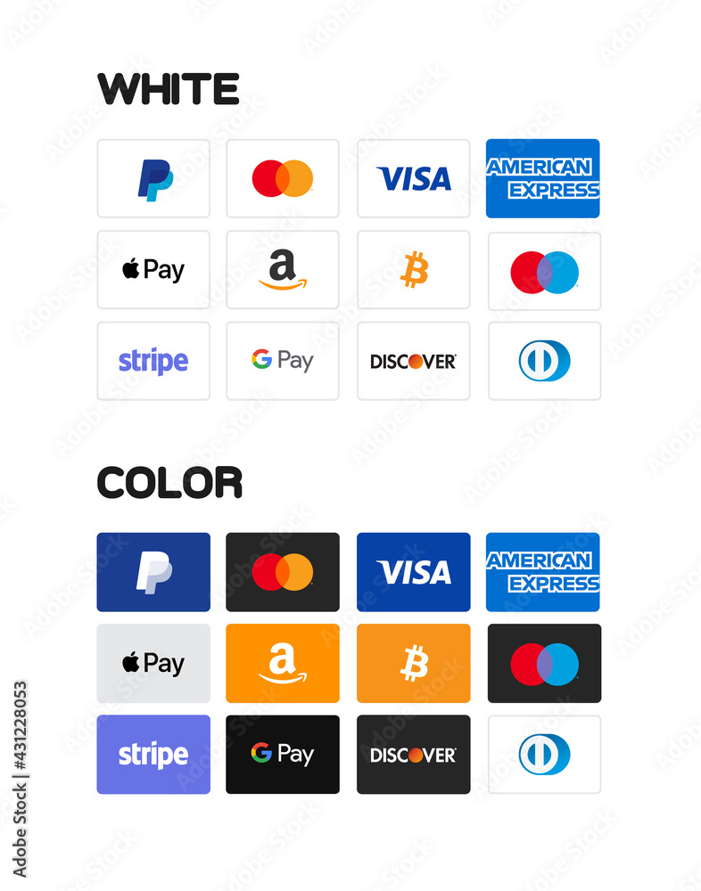 MOSCOW, RUSSIA - MAY 1, 2021: Set payment and credit card Icons: paypal
