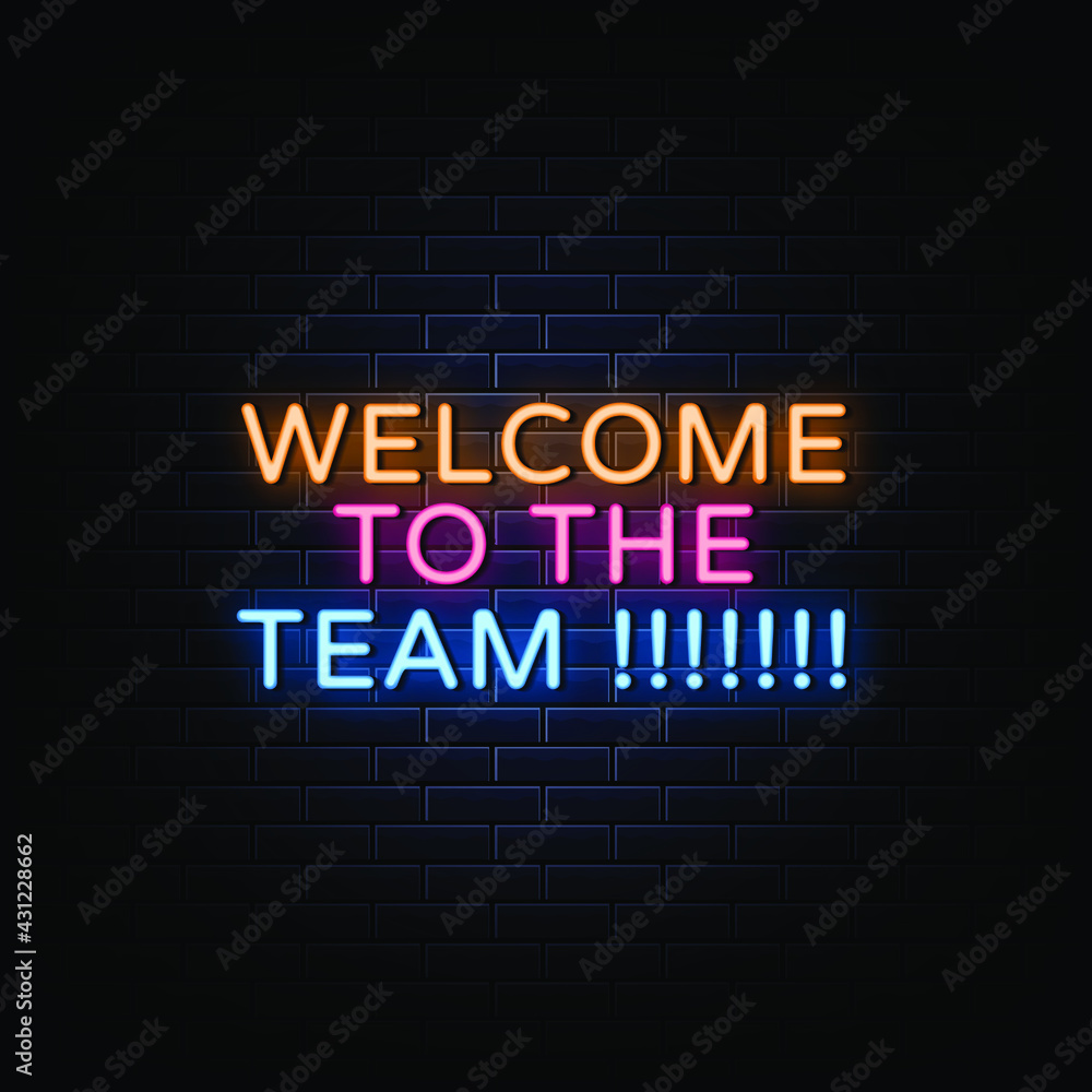 Welcome to the team neon sign vector.