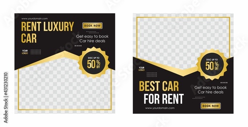 Set of Rent car social media banner template, Perfect for social media post, background and web internet ads.	