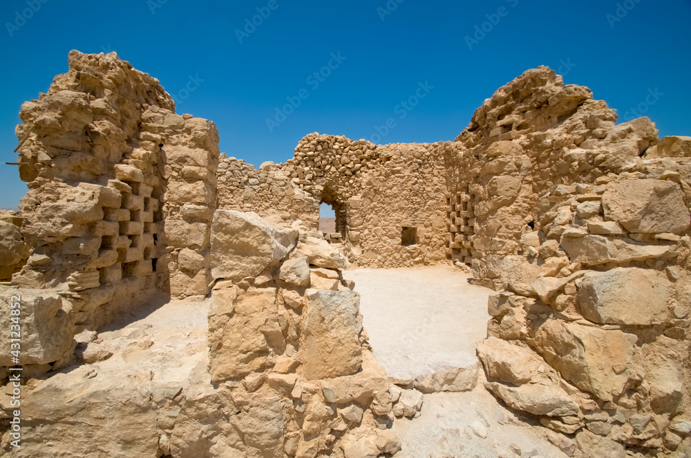 Ruins of Herods castle in fortress Masadaю World Heritage Site as declared by UNESCO