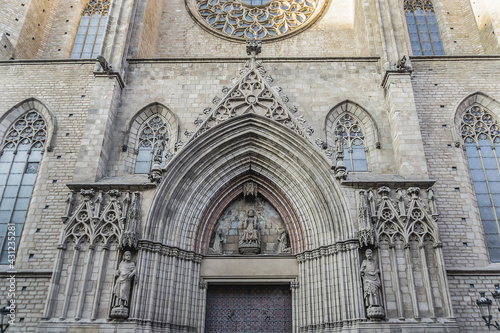 Barcelona Catalan Gothic style Basilica of Santa Maria del Mar  1329 - 1383 . Barcelona  Catalonia  Spain  Europe.