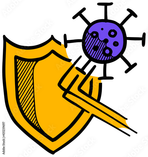 Hand drawn herd immunity concept icon color vector illustration