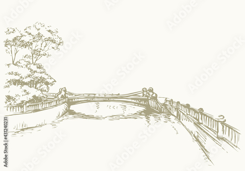 The bridge over the river in St. Petersburg. Vector drawing
